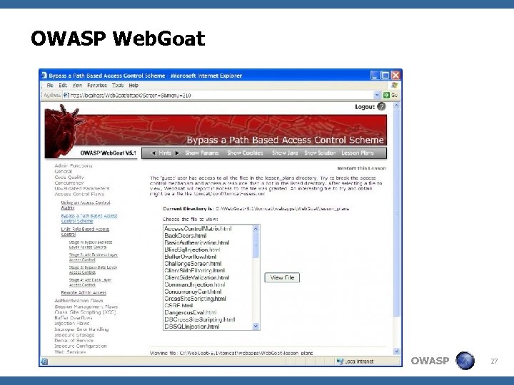 OWASP Web. Goat OWASP 27 