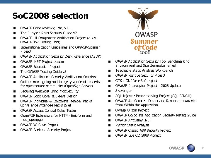 So. C 2008 selection < < < < < OWASP Code review guide, V