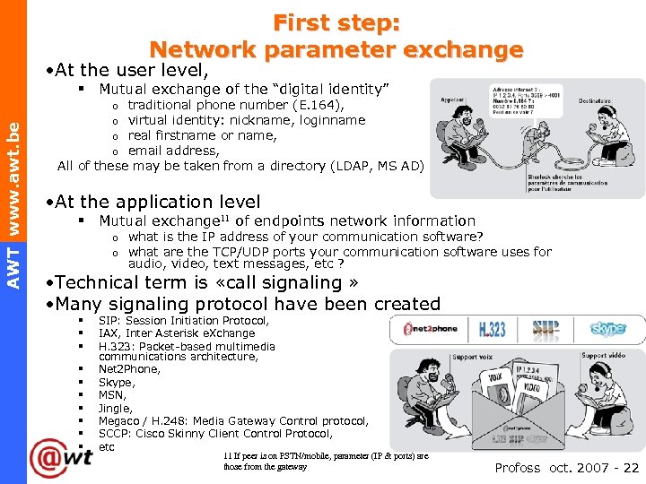 First step: Network parameter exchange • At the user level, § Mutual exchange of