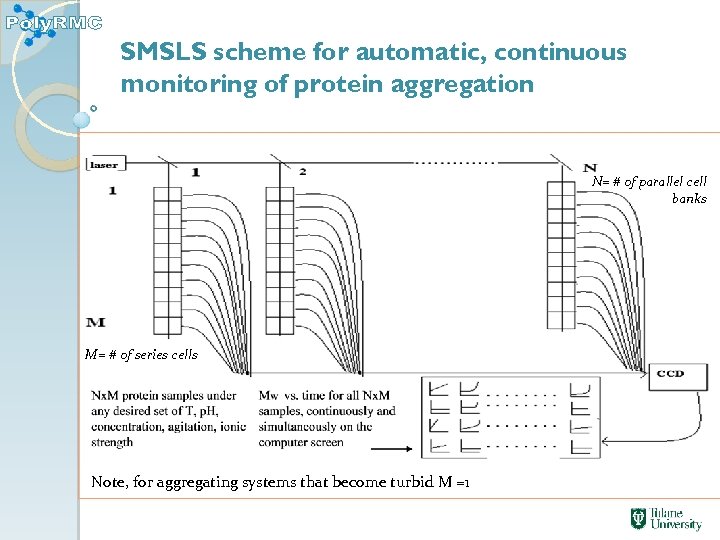 SMSLS scheme for automatic, continuous monitoring of protein aggregation N= # of parallel cell