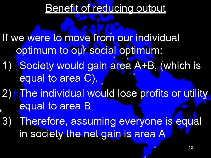 Benefit of reducing output If we were to move from our individual optimum to