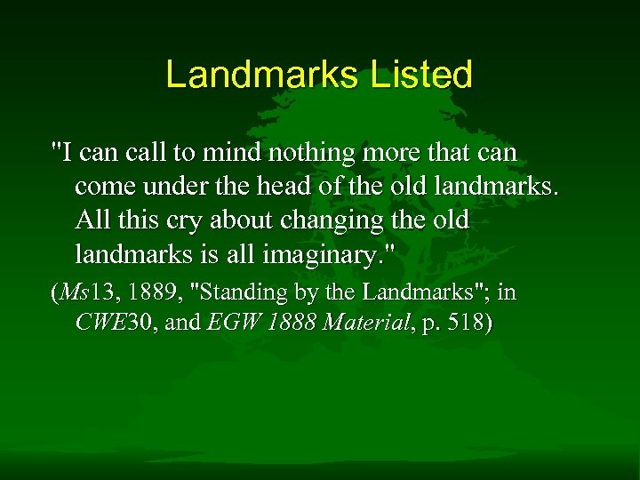 Landmarks Listed "I can call to mind nothing more that can come under the