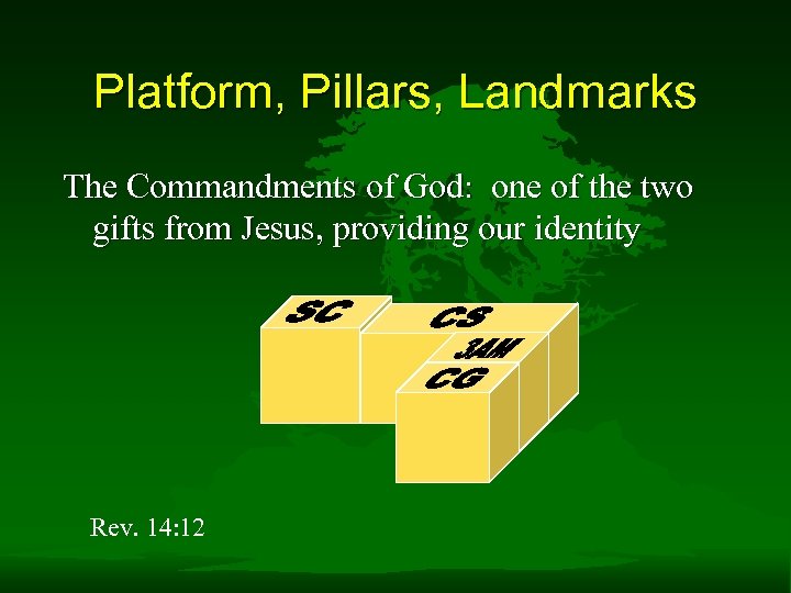 Platform, Pillars, Landmarks The Commandments of God: one of the two gifts from Jesus,