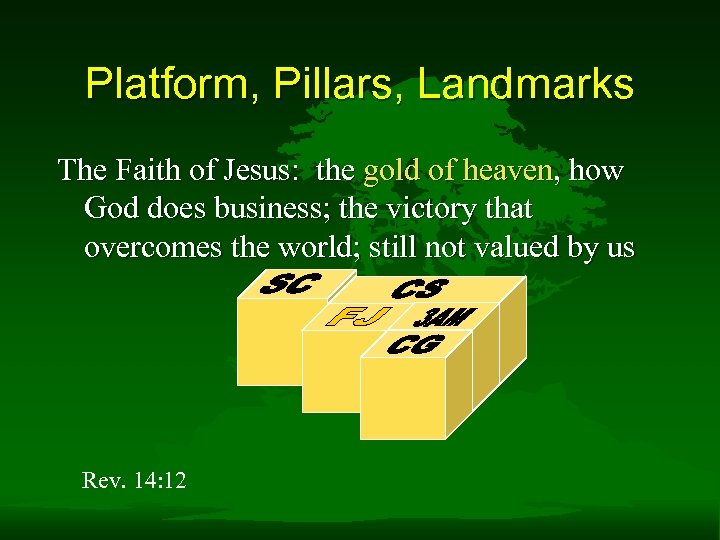 Platform, Pillars, Landmarks The Faith of Jesus: the gold of heaven, how God does