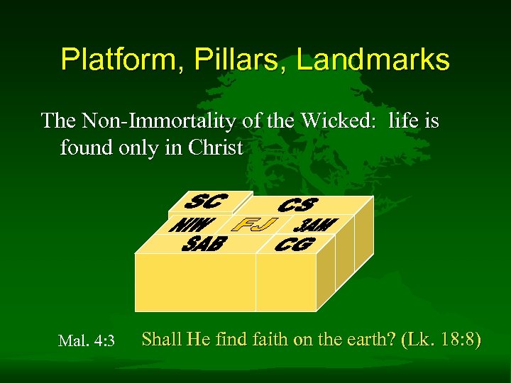 Platform, Pillars, Landmarks The Non-Immortality of the Wicked: life is found only in Christ