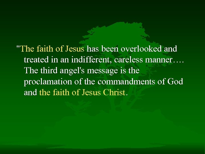 "The faith of Jesus has been overlooked and treated in an indifferent, careless manner….