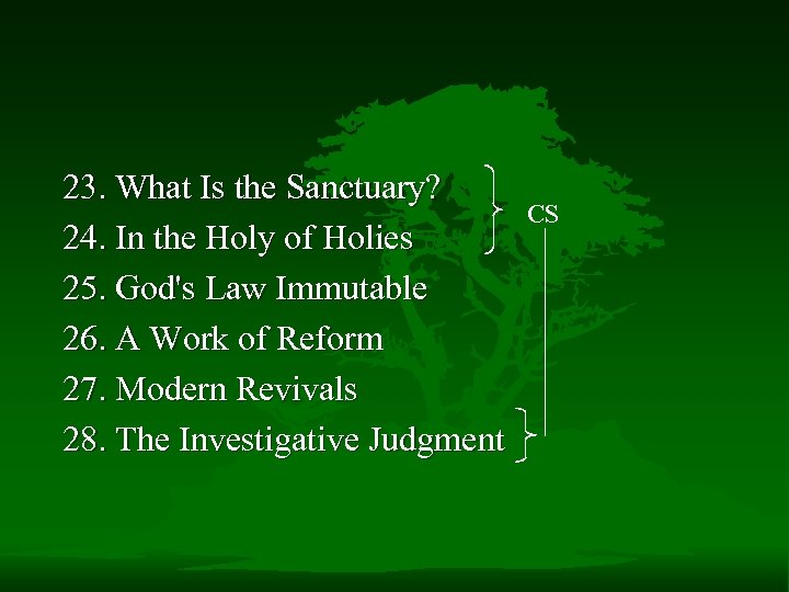 23. What Is the Sanctuary? 24. In the Holy of Holies 25. God's Law