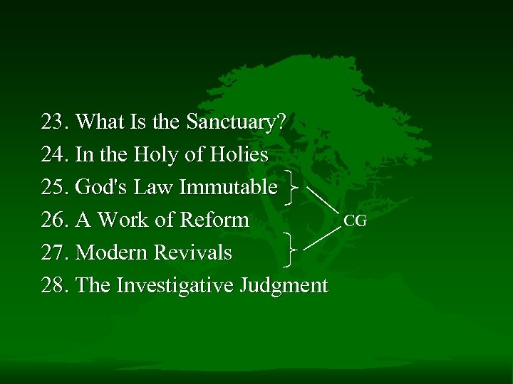 23. What Is the Sanctuary? 24. In the Holy of Holies 25. God's Law