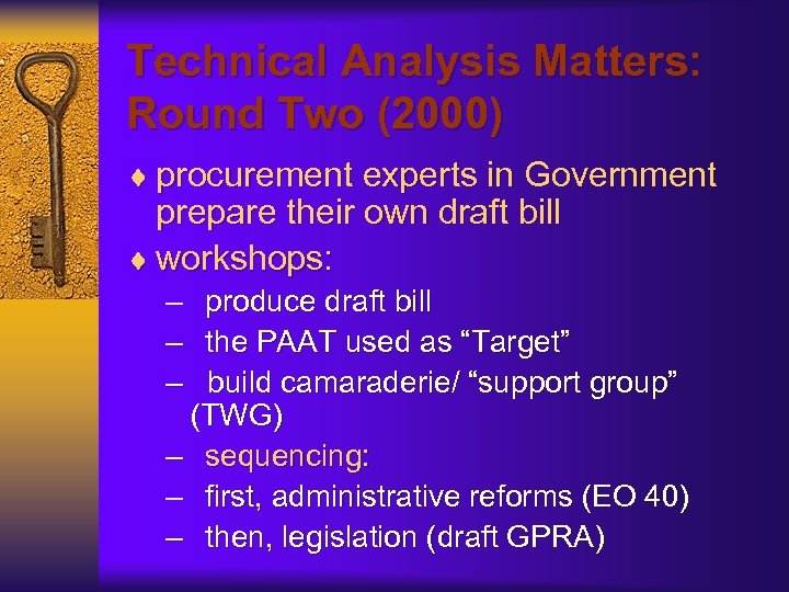 Technical Analysis Matters: Round Two (2000) ¨ procurement experts in Government prepare their own