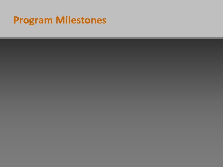 Program Milestones 