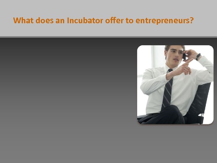 What does an Incubator offer to entrepreneurs? 