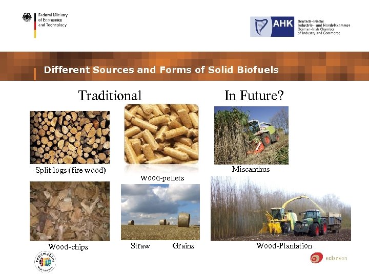 Different Sources and Forms of Solid Biofuels Traditional Split logs (fire wood) Wood-chips In