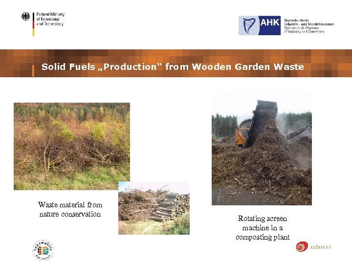 Solid Fuels „Production“ from Wooden Garden Waste material from nature conservation Rotating screen machine