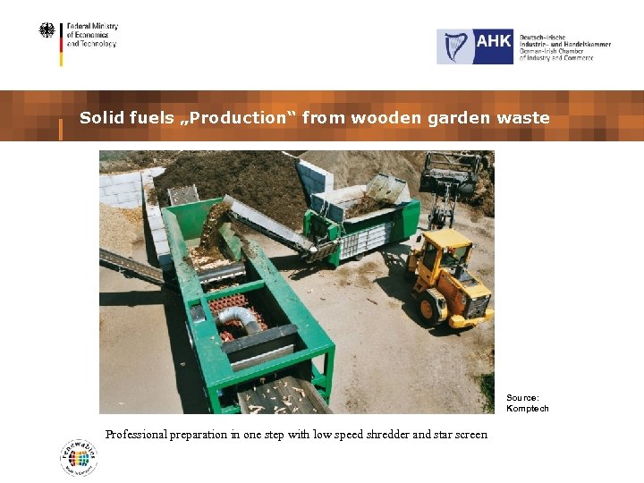 Solid fuels „Production“ from wooden garden waste Source: Komptech Professional preparation in one step