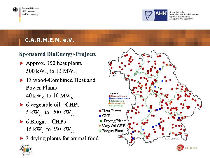 C. A. R. M. E. N. e. V. Sponsored Bio. Energy-Projects Approx. 350 heat