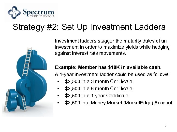Strategy #2: Set Up Investment Ladders Investment ladders stagger the maturity dates of an
