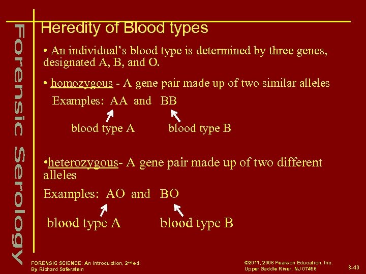 Heredity of Blood types • An individual’s blood type is determined by three genes,