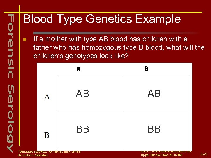 Blood Type Genetics Example n If a mother with type AB blood has children