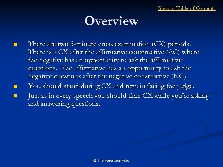 Back to Table of Contents Overview n n n There are two 3 -minute