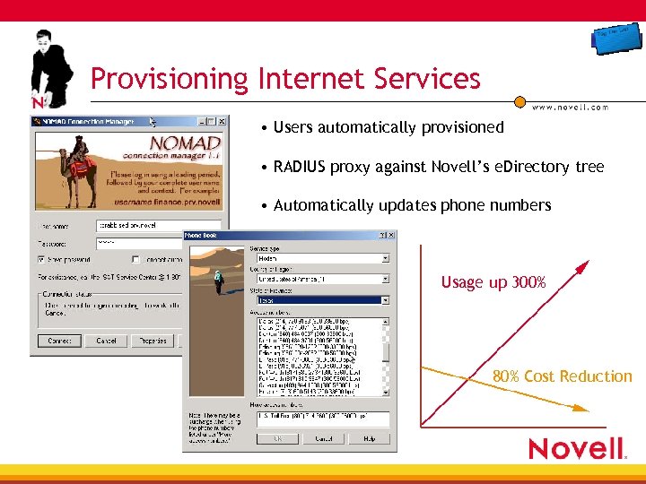 Provisioning Internet Services • Users automatically provisioned • RADIUS proxy against Novell’s e. Directory