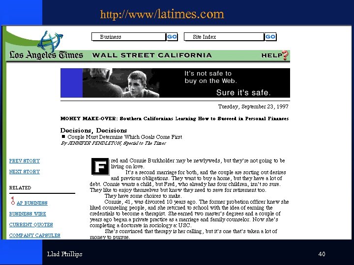 http: //www/latimes. com Llad Phillips 40 