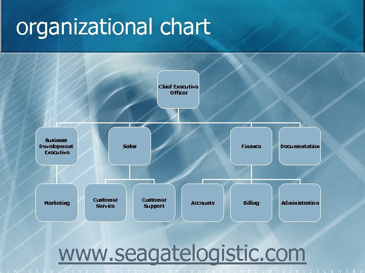 organizational chart Chief Executive Officer Business Development Executive Marketing Finance Sales Customer Service Customer