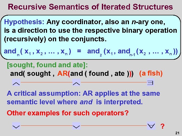 Recursive Semantics of Iterated Structures Hypothesis: Any coordinator, also an n-ary one, is a