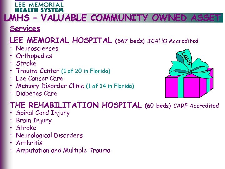 LMHS – VALUABLE COMMUNITY OWNED ASSET Services LEE MEMORIAL HOSPITAL THE REHABILITATION HOSPITAL •