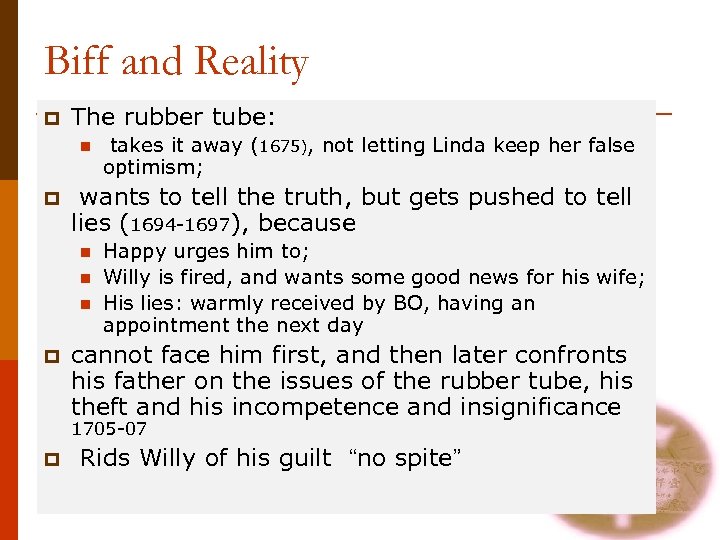 Biff and Reality p The rubber tube: n p wants to tell the truth,