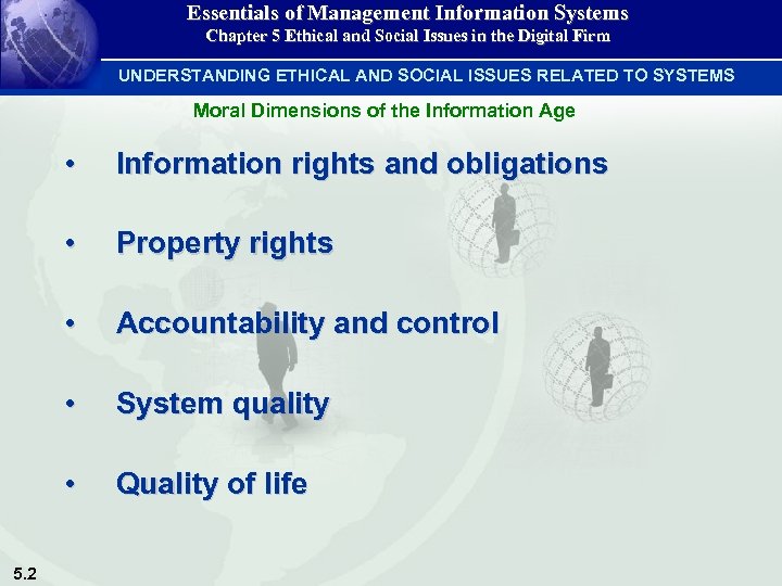 Essentials of Management Information Systems Chapter 5 Ethical and Social Issues in the Digital
