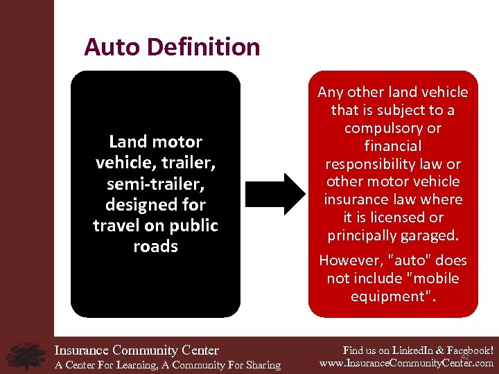 Auto Definition Land motor vehicle, trailer, semi-trailer, designed for travel on public roads Insurance