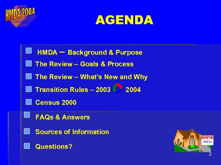 AGENDA HMDA – Background & Purpose The Review – Goals & Process The Review