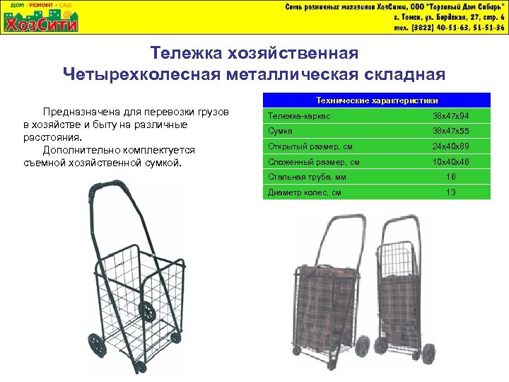 Продуктовая тележка схема