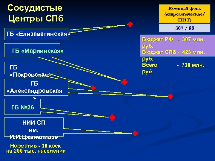 Сосудистые Центры СПб ГБ «Елизаветинская» ГБ «Мариинская» ГБ «Покровская» ГБ «Александровская » ГБ №