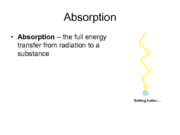 Absorption • Absorption – the full energy transfer from radiation to a substance Getting