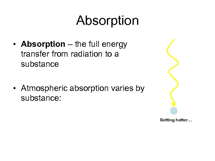 Absorption • Absorption – the full energy transfer from radiation to a substance •