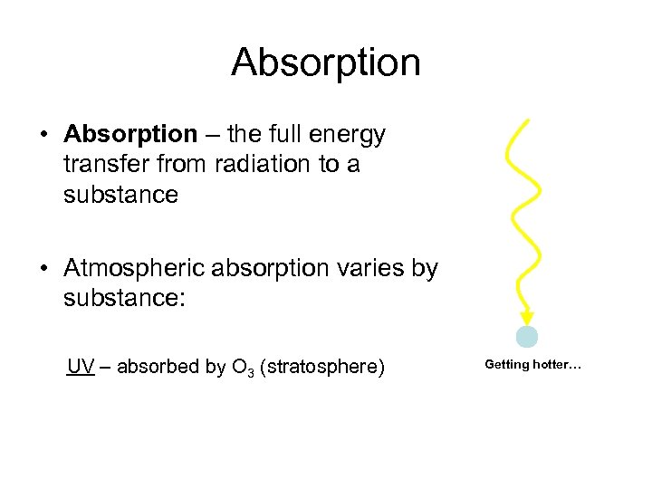 Absorption • Absorption – the full energy transfer from radiation to a substance •