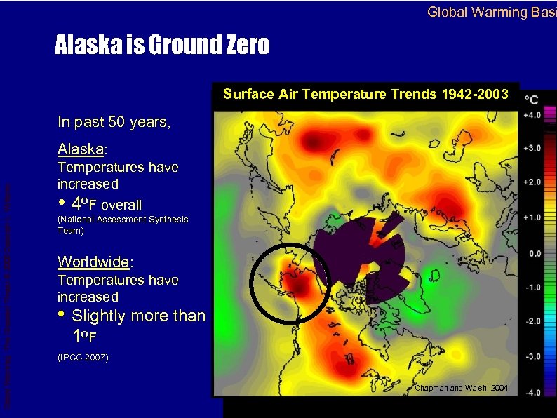 Global Warming Basi Alaska is Ground Zero Surface Air Temperature Trends 1942 -2003 In