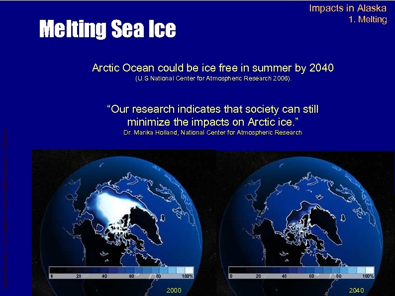 Impacts in Alaska Melting Sea Ice 1. Melting Arctic Ocean could be ice free