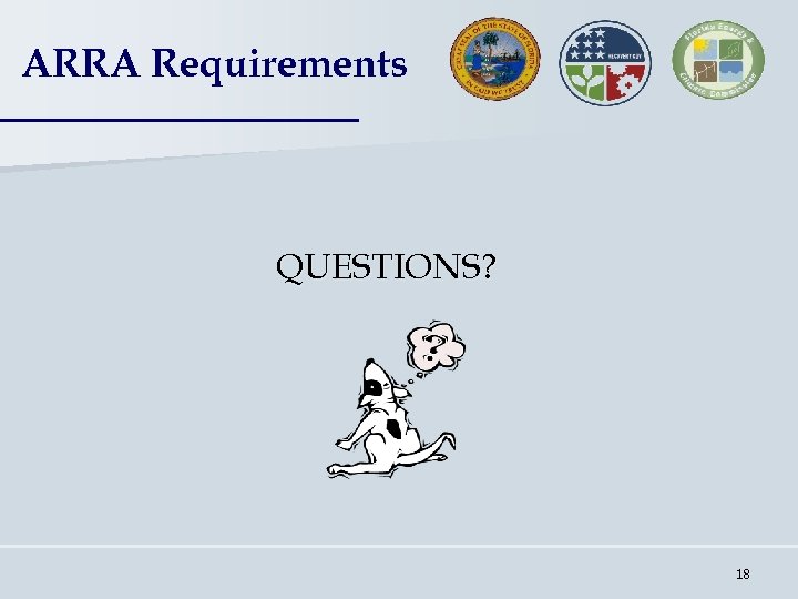 ARRA Requirements QUESTIONS? 18 