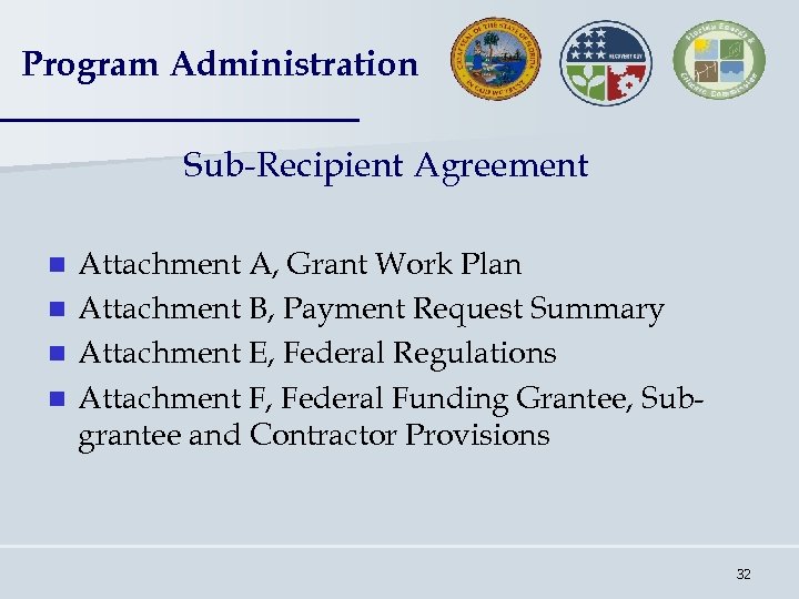 Program Administration Sub-Recipient Agreement Attachment A, Grant Work Plan n Attachment B, Payment Request