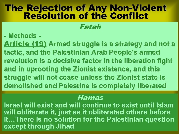 The Rejection of Any Non-Violent Resolution of the Conflict Fateh - Methods Article (19)