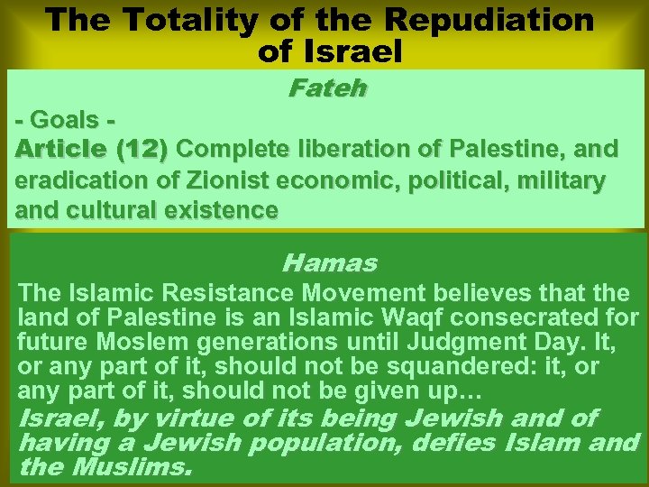 The Totality of the Repudiation of Israel Fateh - Goals - Article (12) Complete