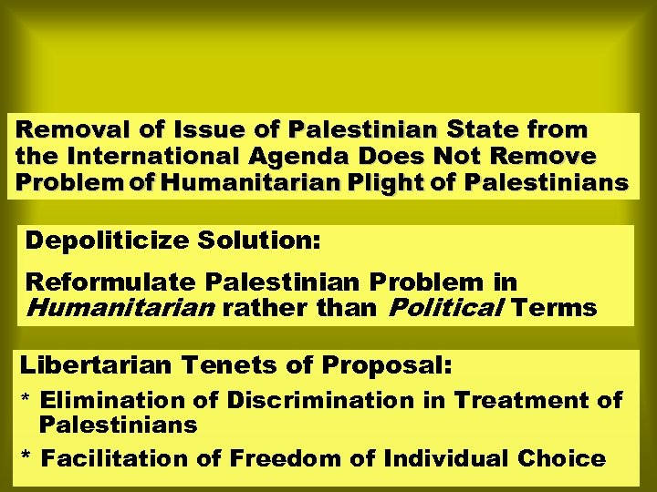 Removal of Issue of Palestinian State from the International Agenda Does Not Remove Problem