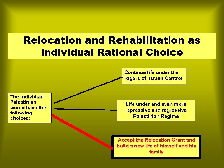 Relocation and Rehabilitation as Individual Rational Choice Continue life under the Rigors of Israeli