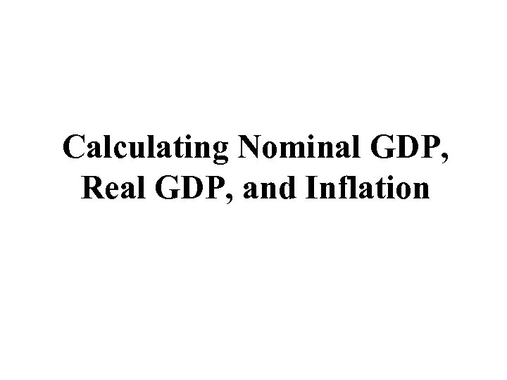 Calculating Nominal GDP, Real GDP, and Inflation 