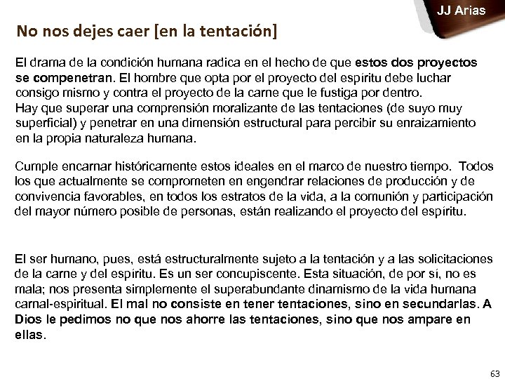 JJ Arias No nos dejes caer [en la tentación] El drama de la condición