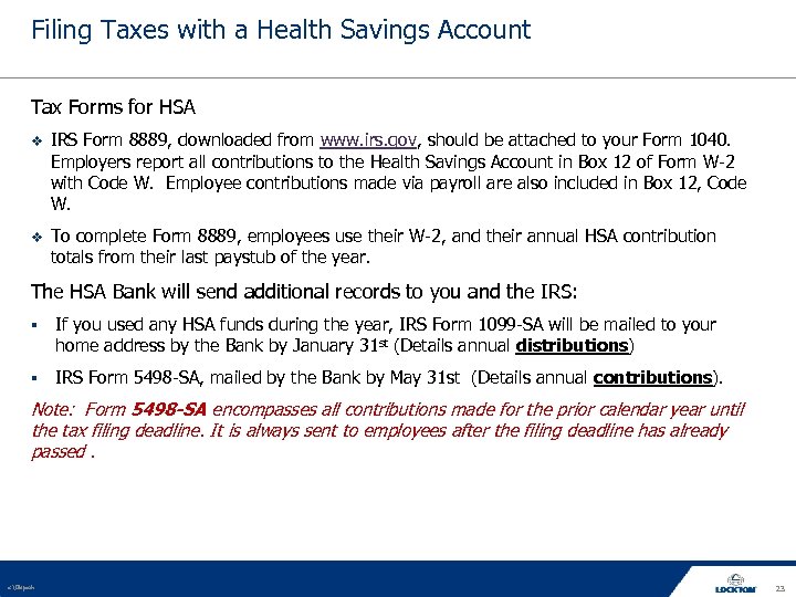 Filing Taxes with a Health Savings Account Tax Forms for HSA IRS Form 8889,