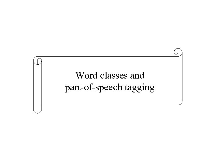 Word classes and part-of-speech tagging 