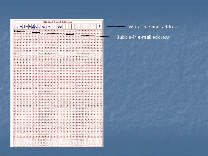 s s m i t h@y a ho o. c om Write-in e-mail address